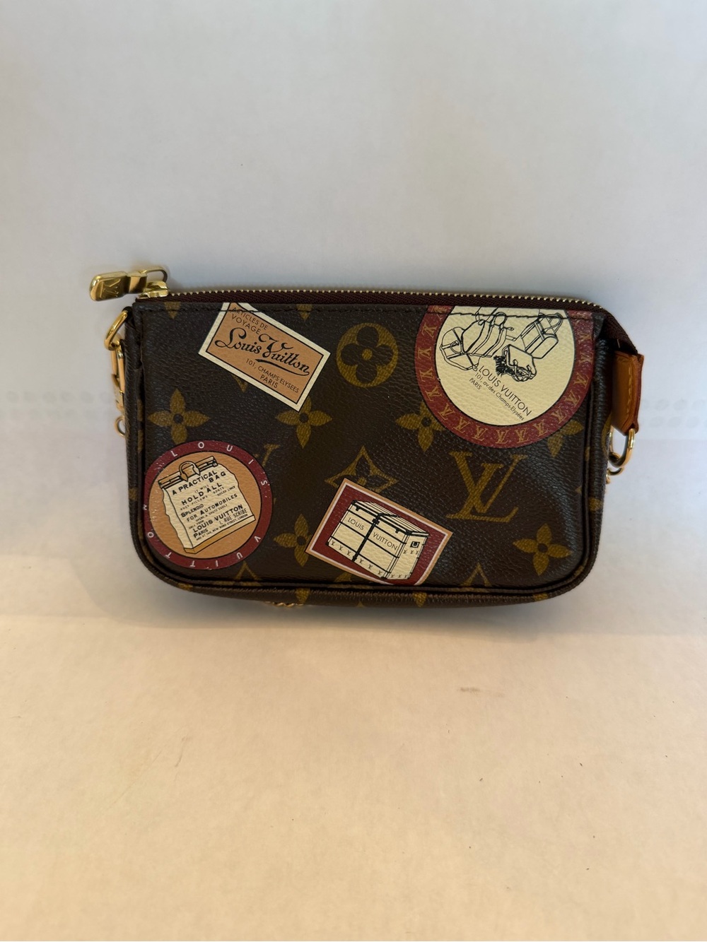 Louis Vuitton Brown Monogram Leather Key Pouch with Gold Hardware